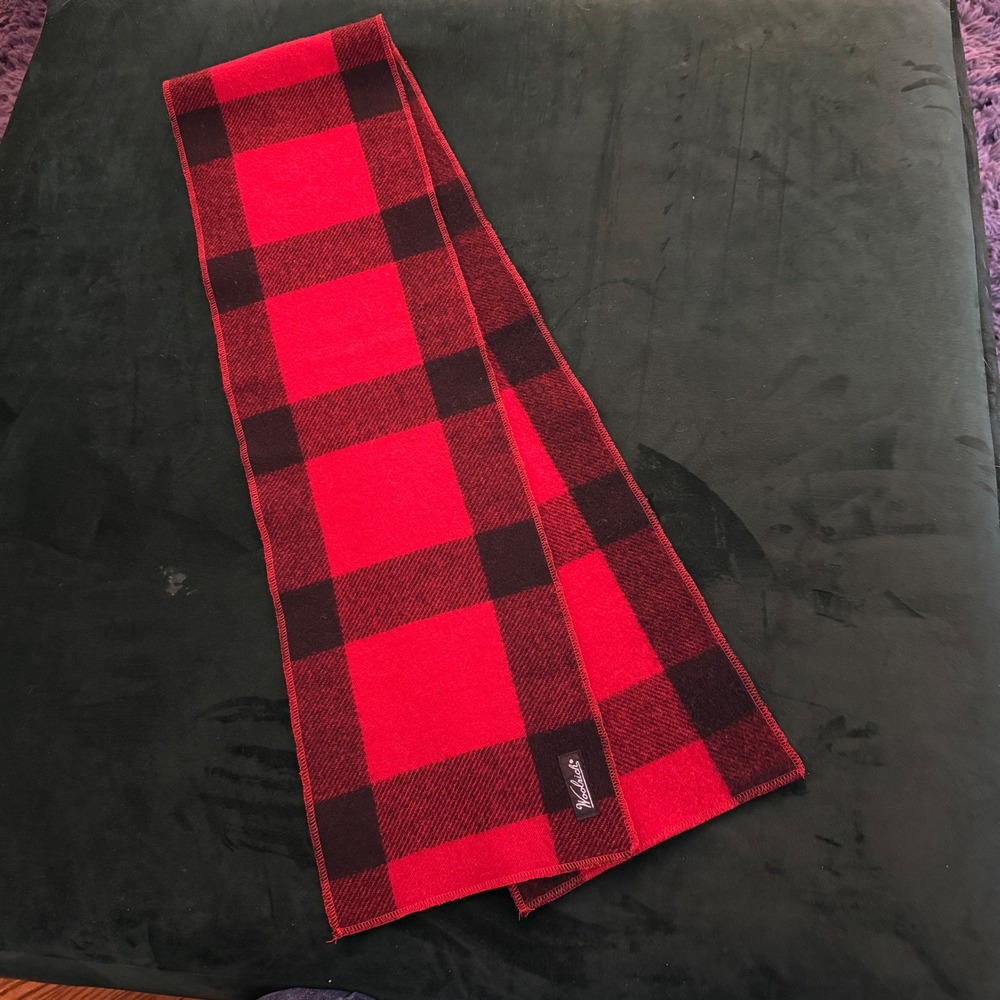 Woolrich Buffalo Plaid Scarf Red Black‎ Check Wool Blend Winter Neckwear